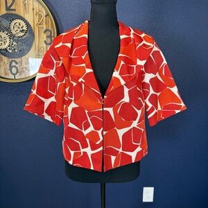 Classiques Entier Red and White Patterned Babydoll Blazer | XS